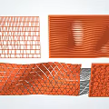 Orange Wall Panels With Various Textures Including Grid Wavy Triangular And Textured Patterns 3d model