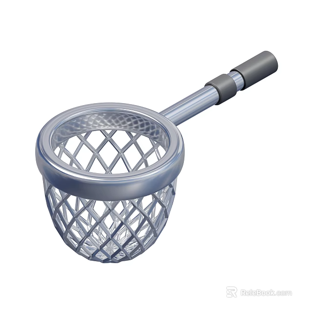 Durable Industrial Equipment Strainer Featuring Metal Mesh Design And Gray Handle 3d model 