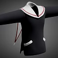 Black Jacket With White Sailor Collar Red Trim And White Pockets 3d model