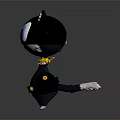 Cute Cartoon Black Cat With Big Blue Eyes White Ears Yellow Scarf And Black Bags