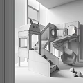 Indoor Play Equipment With Yellow Structure Slide Stairs And Cartoon Design