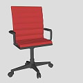 Red Modern Striped Upholstered Office Chair With Armrests Swivel Base And Wheels