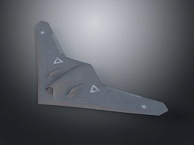 Gray Flying Wing Stealth Aircraft Model With Triangle Markings And Detailed Surface Design 3d model