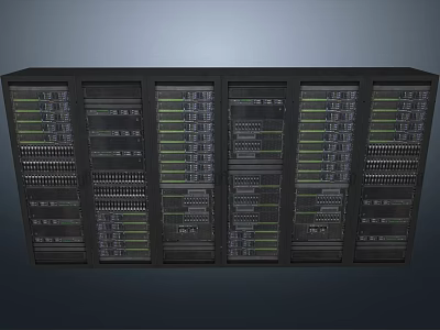 Modern Monitoring Room Interior With Server Racks Monitor Screens And Indicator Lights 3d model