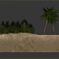 Miniature Landscape Scene With Sandy Ground Water Pool Palm Trees Green Shrubs And Colorful Corals