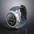Fashionable Smartwatch Accessory With Gray Strap Round Dial And Digital Fitness Tracking Screen