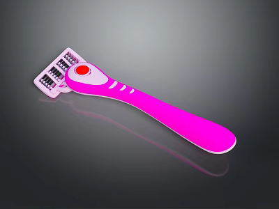Pink Shaving Razor With Ergonomic Handle Red Button And Safety Blades 3d model