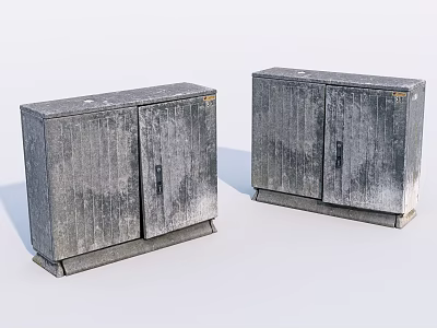 Industrial Equipment Metal Storage Cabinets With Textured Surface Two Units 3d model