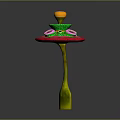 Colorful Decorative Plant With Pink Base Green Stem And Yellow Top Decorative Structure