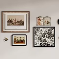 Assorted Decorative Artworks With Various Frames And Patterns On Wall 3d model