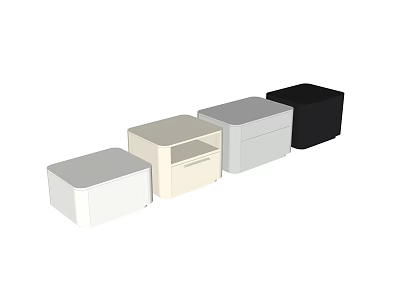 Modern Minimalist Bedside Tables In White Beige Gray Black With Simple Design 3d model