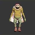 Vibrant Fantasy Character Creature With Yellow Body Green Legs Red Shoes And Red Spiked Head