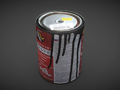 Red Spray Paint Can With Black Paint Drips And Graffiti Label Design 3d model