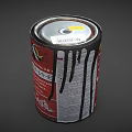 Red Spray Paint Can With Black Paint Drips And Graffiti Label Design