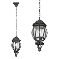 Vintage Black Metal Chandeliers With Glass Shade Hanging By Chain Lantern Design