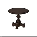 Dark Brown Wooden Round Side Table With Classic Carved Base 3d model
