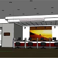 Modern Bank Lobby Interior With Service Counter Computers Seats And Lighting 3d model