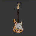 Vibrant Orange Electric Guitar With Black Neck And Stylish Body Design On Gray Background
