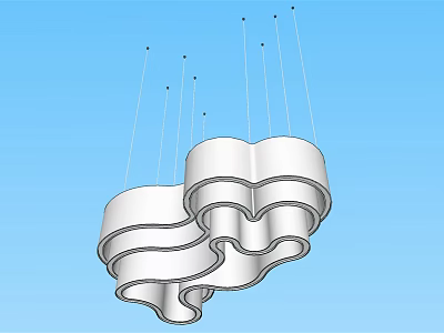 Modern Wave Shaped White Chandelier With Hanging Cords For Home Decor 3d model