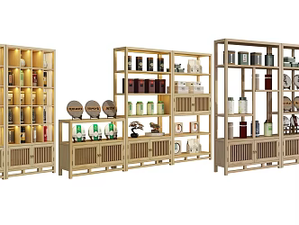 New Chinese Shelf Antique Shelf Tea Cabinet Solid Wood Container Solid Wood Tea Rack Storage Rack Storage Cabinet 3d model