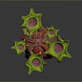 Artistic Plant With Red Spherical Base And Green Leaf Like Structures 3d model