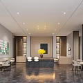 Modern Minimalist Sales Office Interior With Marble Floor Comfortable Seats And Exquisite Wall Decorations