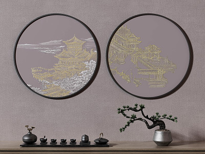 New Chinese Round Frame Painting Decorative Painting model