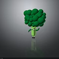Cute Cartoon Broccoli Character With Eyes Arms Legs On Dark Background