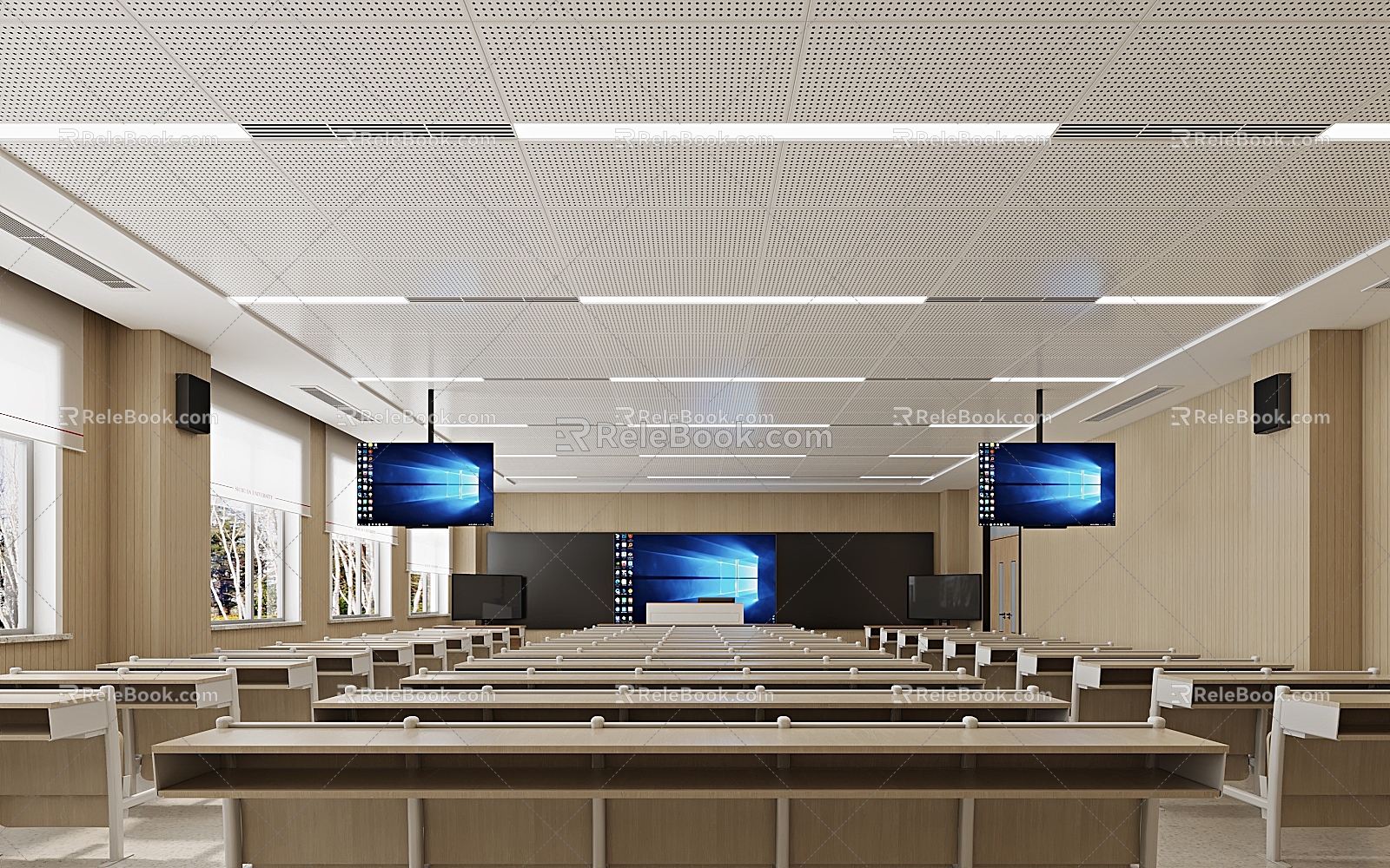 modern classroom university classroom people 3d model