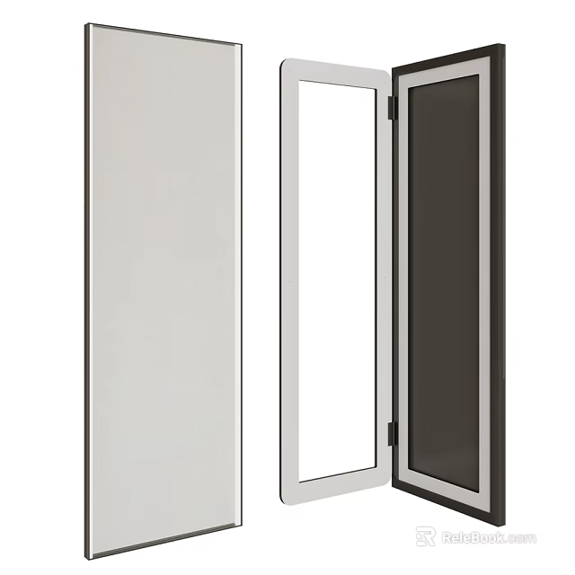 Stylish Full Length Mirrors With Black And White Frame Designs For Home Decor 3d model 