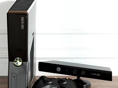 Xbox 360 Gaming Console With Kinect Sensor And Wireless Controller 3d model