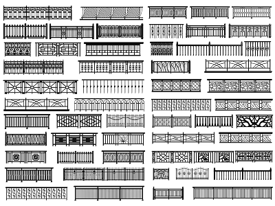Various Fence Design Patterns With Ornamental Styles And Classic Details 3d model