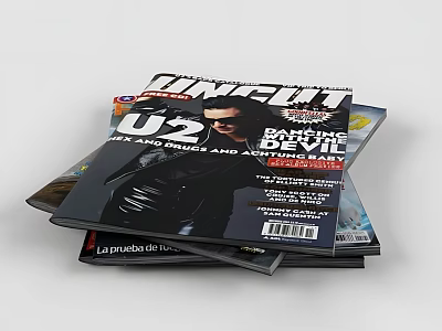 Stack of Music Magazines Featuring U2 Bono Best Rock And Alternative Content 3d model