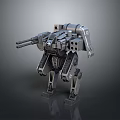 Futuristic Sci-Fi Mechanical Robot Character With Cannon And Metallic Leg Structure 3d model