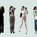 Group of Women Taking Photos with Cameras in Different Poses and Outfits