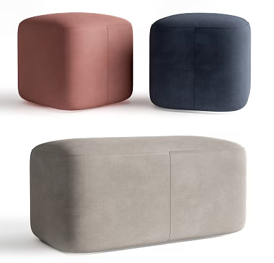 Stylish Upholstered Ottoman Designs With Pink Blue And Gray Hues For Modern Living Areas 3d model