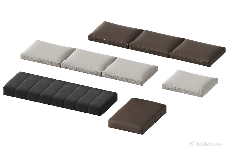 Modern Upholstered Benches In Various Colors And Sizes For Living Room Decor 3d model 