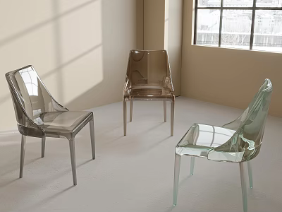 Modern Transparent Leisure Chairs In Bright Room With Window And Sleek Design 3d model