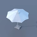 Outdoor Table With Gray Umbrella Stable Base And Blue Sky In Open Space