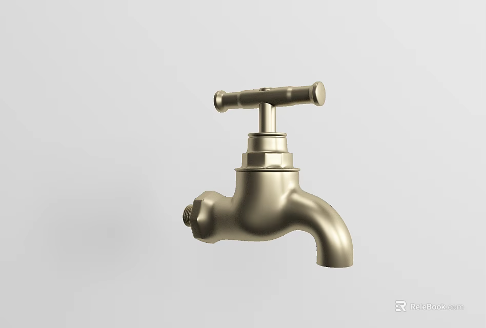 Elegant Classic Brass Faucet With Single Handle And Smooth Spout Design 3d model 