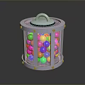 Transparent Storage Furniture With Top Handle And Colorful Balls Inside