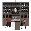 Modern Bar Chair Combination Wine Cabinet Bar 3d model