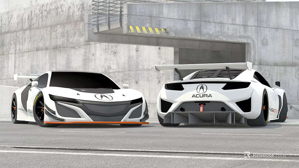 Acura White Sports Cars Featuring Sleek Design Rear Spoiler And Modern Racing Style 3d model 