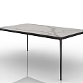 Modern Dining Table With Smooth Marble Top And Black Metal Legs Design