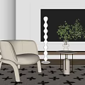 Leisure Chair Floor Lamp Combination Single Chair Single Sofa Side Floor Lamp Internet Popular Floor Lamp 3d model