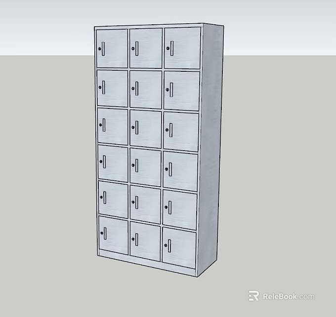 Sturdy Metal Storage Locker With Multiple Compartments And Handle Doors 3d model