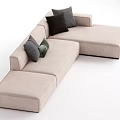 Modern Light Beige Sectional Sofa With Dark And Green Accent Pillows 3d model