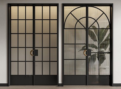 sliding door arched sliding door american style garden glass 3d model