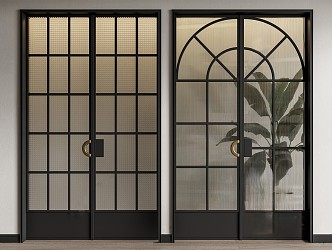 sliding door arched sliding door american style garden glass 3d model