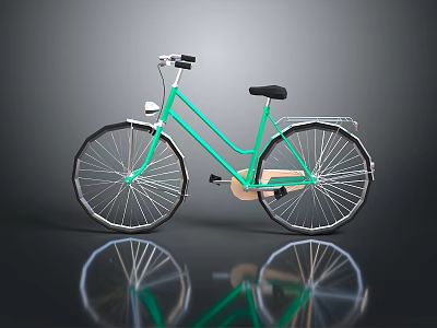 Classic Green Bicycle With Rear Rack Silver Spokes And Vintage Style Design 3d model